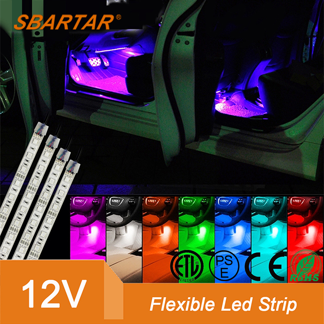 12V Sound Activation Interior Car Light Strip RGB Changing
